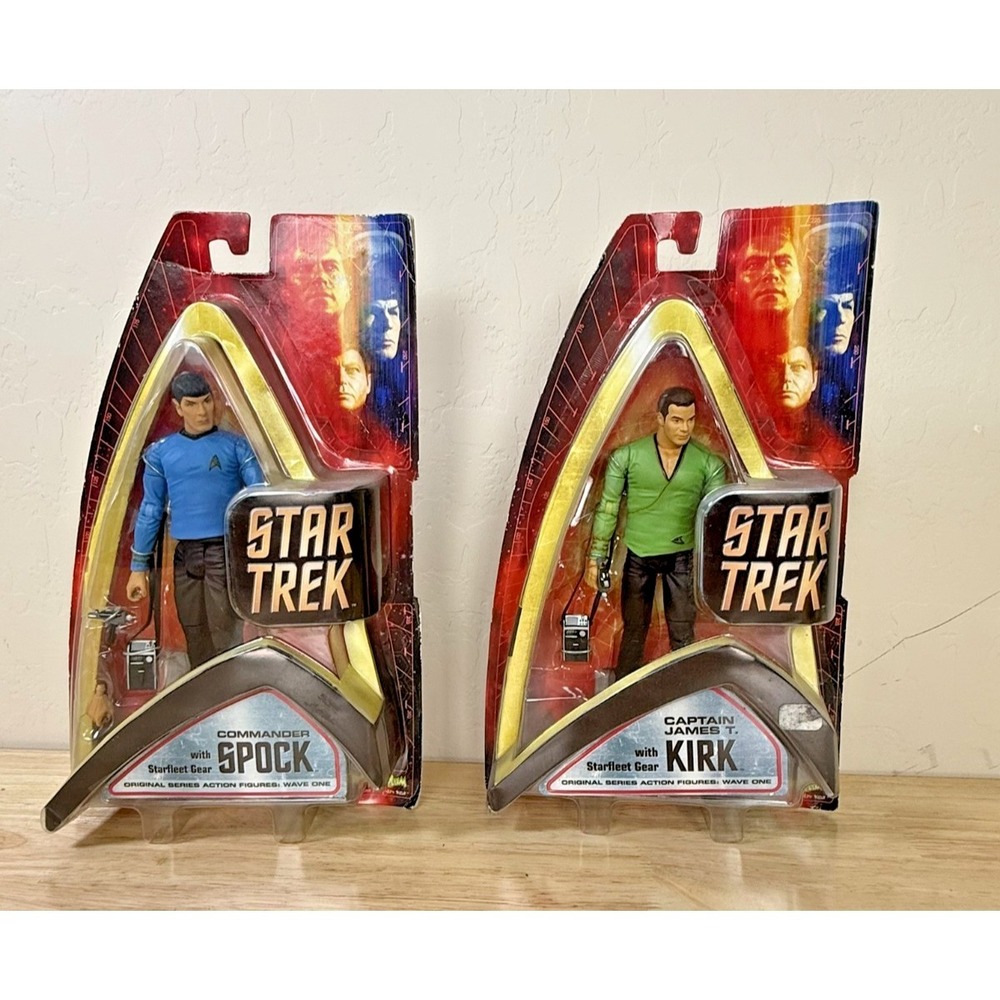 Star Trek Original Series Wave 1 Art Asylum Kirk & Spock Action Figures NIP 2003